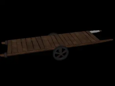 handcart wooden cart Low-poly 3D model