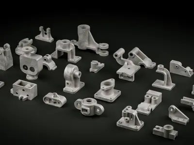 Building Blocks Kit Casted Parts Hard Surface ALUMINUM V7 Low-poly 3D model