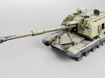 Destroyed 2S19 Msta 152 mm self-propelled howitzer 3D model buy