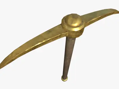 Golden Pickaxe Low-poly 3D model