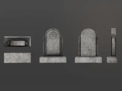 Grave Headstones Low-poly 3D model