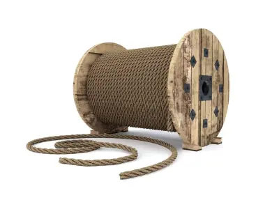 WOODEN ROPE PULLEY Low-poly 3D model