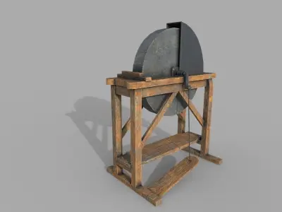 Grindstone PBR stone grinding wheel Low-poly 3D model