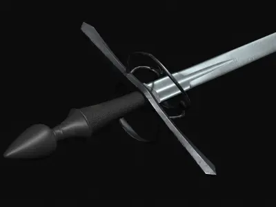 Saxon battlesword 1580s Low-poly 3D model