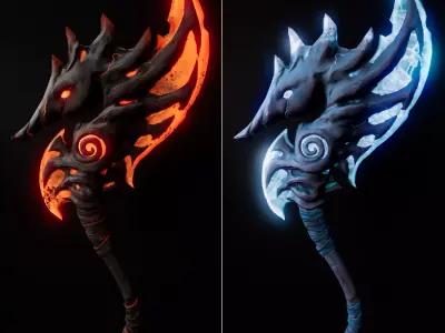 Stylized Weapon Pack Axe Sword Game Ready 3D Models Low-poly 3D model