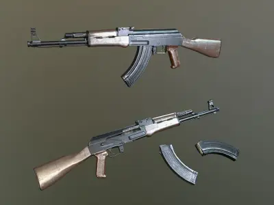 AK 47 Rifle Low-poly 3D model