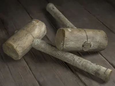 Wooden Hammer - Photogrammetry Asset 3D PhotoScan Low-poly 3D model