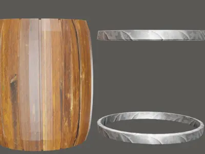 Barrel wooden Low-poly 3D model 5