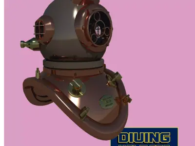 Chinese diving helmet Low-poly 3D model