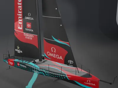  AC75 New Zealand Taihoro America Cup race yacht 3D model hydrofoil 
