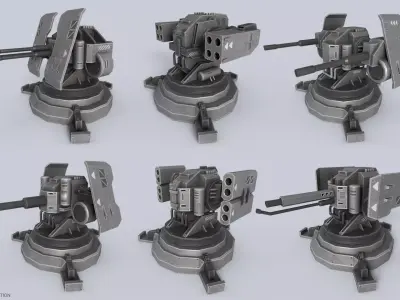 Prototype turret collection 3D Model Pack purchase
