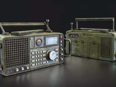Military Field Radio Receiver Low-poly 3D model