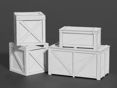 Wooden Crate Small Pack 3 PBR 4 Low-poly 3D model