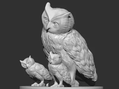 Owl Family 3d print  3D model