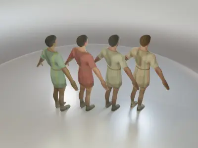 Rigged Roman Peasant Men 3D model