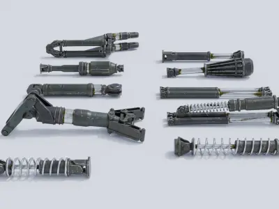 Shock absorbers Low-poly 3D model