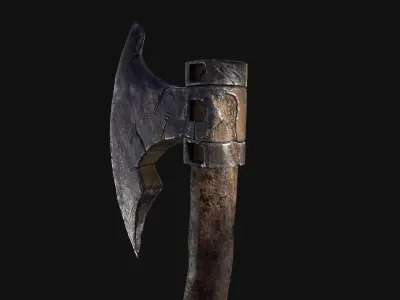 Old Axe Rusty Melee weapon Low-poly 3D model