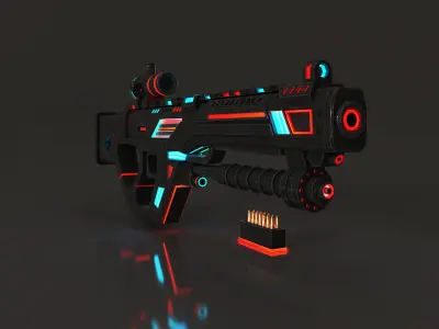 Rifle-modern-gun Low-poly 3D model