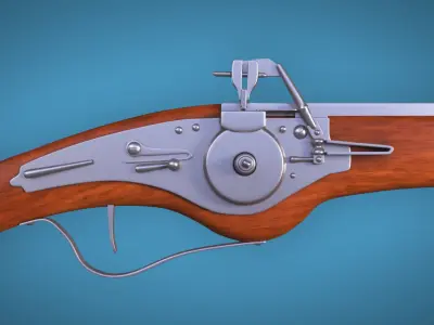WheelLock Pistol Firearm LowPoly 3D Model Low-poly 3D model
