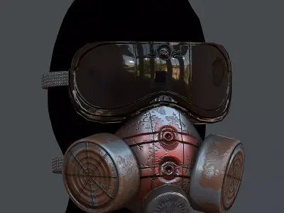 Gas mask helmet 3d model scifi Low-poly Low-poly 3D model Low-poly 3D model 4