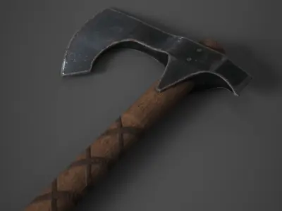 Medieval Axe Low-poly 3D model 13