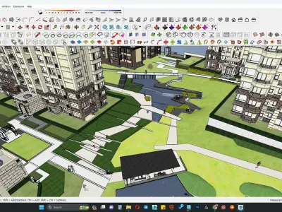 Highrise apartment building complex 3d model  3D model