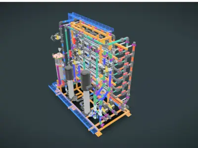 1000Lh RO System with Auto CIP with 4 Membranes 4040 3D model