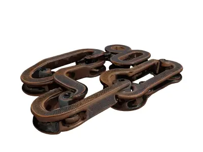 Distressed Industrial Track Chain Link 3D model
