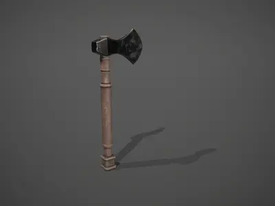 Dark Metal Antique Axe Low-poly 3D model