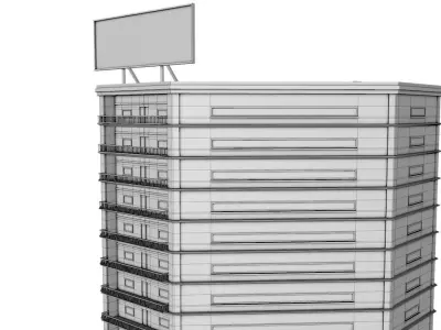 Background high rise optimized building 1 Low-poly 3D model