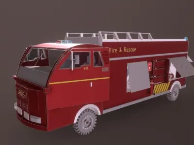 Low Poly Emergency Fire Truck  Low-poly 3D model