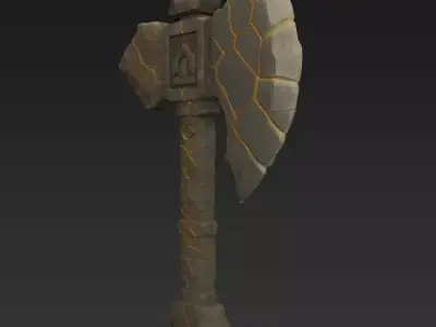 Stone Rune Axe - Stylized Fantasy Weapon 3D model