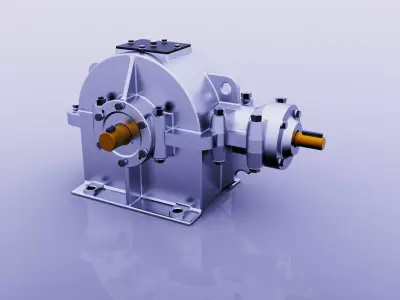 SINGLE STAGE BEVEL GEAR REDUCER 3D model