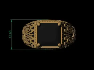 034 - Gents Black Oxodised Antique Ring 3D print model