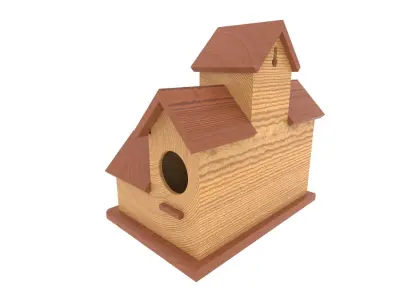 wooden birdhouse Low-poly 3D model