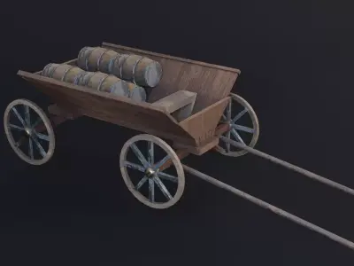 Cart MedevialProps Game Ready Low Poly 3D Model Low-poly 3D model