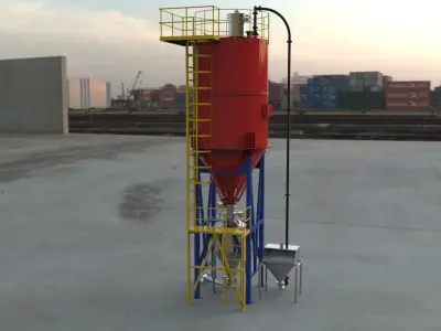 POWDER SILO AND TRANSFER CONVEYOR Free 3D model