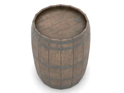 Wooden Barrel Low-poly 3D model 20