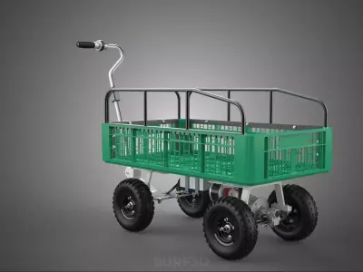 ELECTRIC PLASTIC CRATE BED RAILS FENCE CAGE TROLLEY CART TRUCK 4 3D model