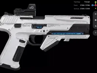 White Pistol 3D model purchase