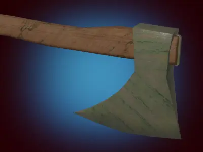 Mossy axe game-ready Low-poly 3D model