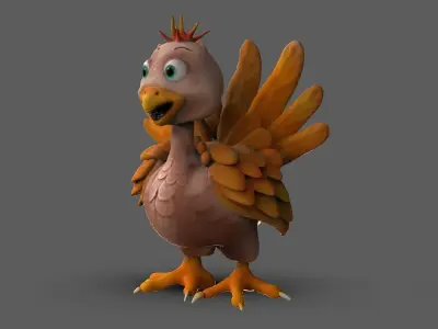 Thanksgiving Turkey Cartoon Low-poly 3D model