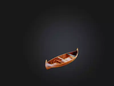 Custom Wooden Canoe Low-poly 3D model