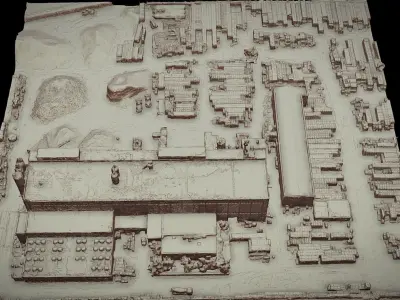 factory building industrial terrain storage drone photogrammetry 3D model