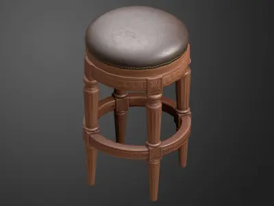 Vintage Stool Low-poly 3D model