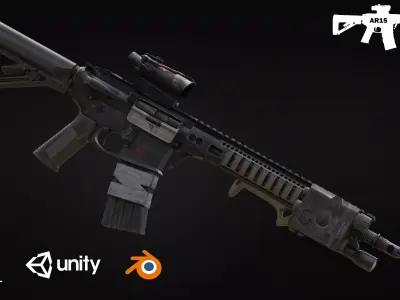 Game Ready Gun - AR15 Low-poly 3D model