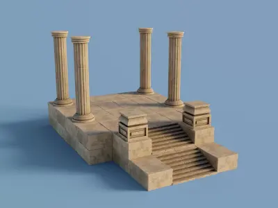 Antique Temple Low-poly 3D model