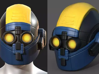 Helmet scifi fantasy futuristic military combat  Low-poly 3D model 3
