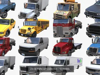 2000s traffic cars collection 3D Model Pack