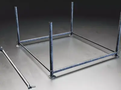 Scaffolding Storage Rack with Steel Poles Low-poly 3D model